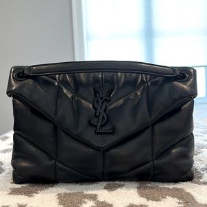 NEW BLACK ON BLACK MEDIUM YSL PUFFER BAG